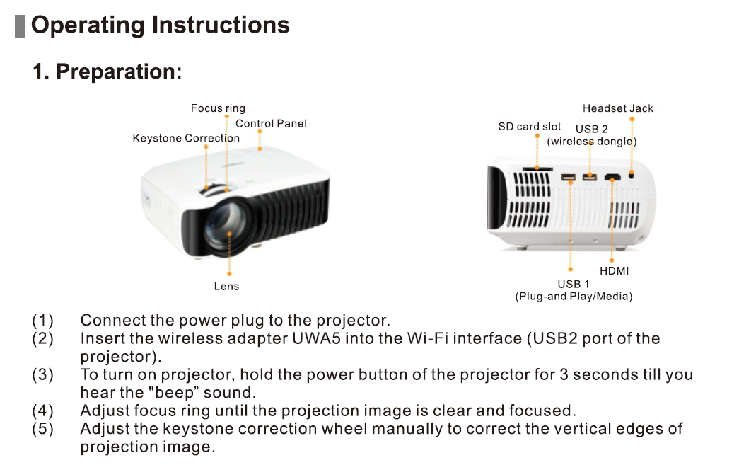 Chassis and remote of EZCast Beam V2 mini projector