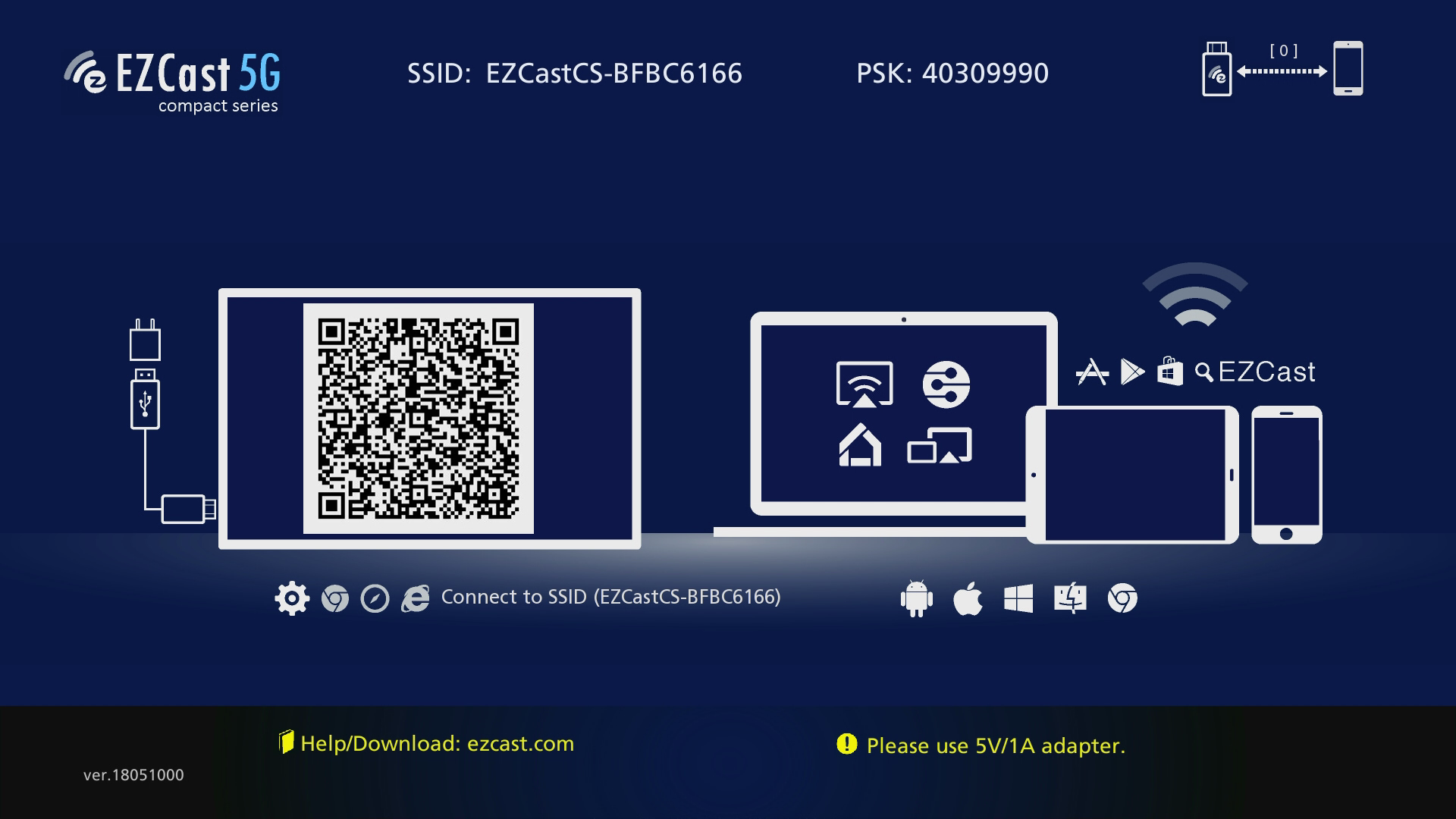 EZCast cs startup screen