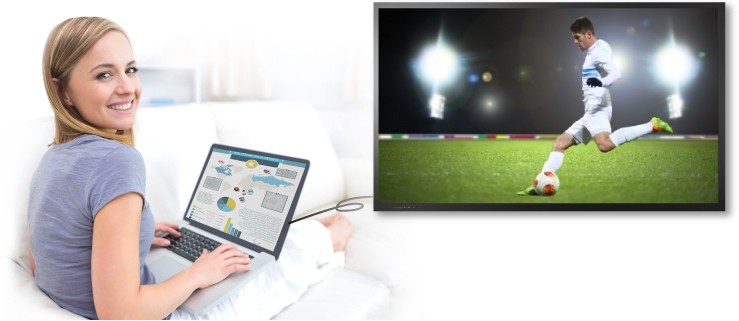 EZCast Wire screen mirroring from laptop to TV soccer game
