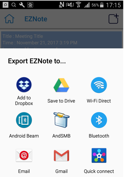 Export EZNote slides to Dropbox and other platforms.