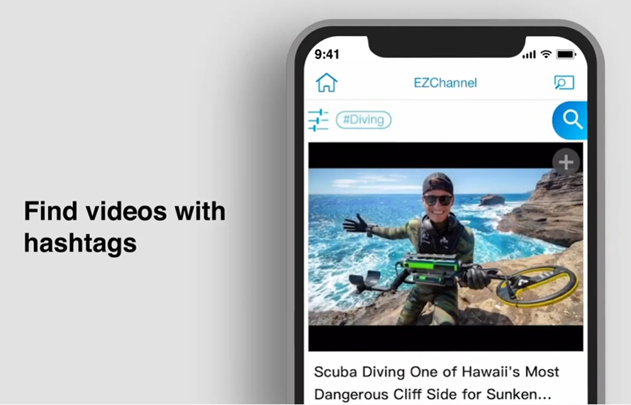 Find videos with hashtags.