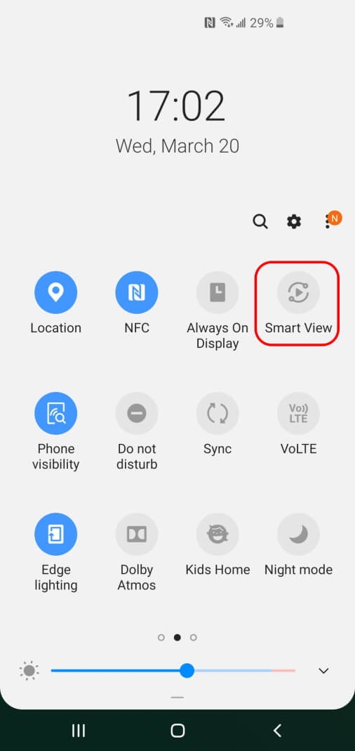 Select Smart View to screen mirror to EZCast 2 wirelessly.