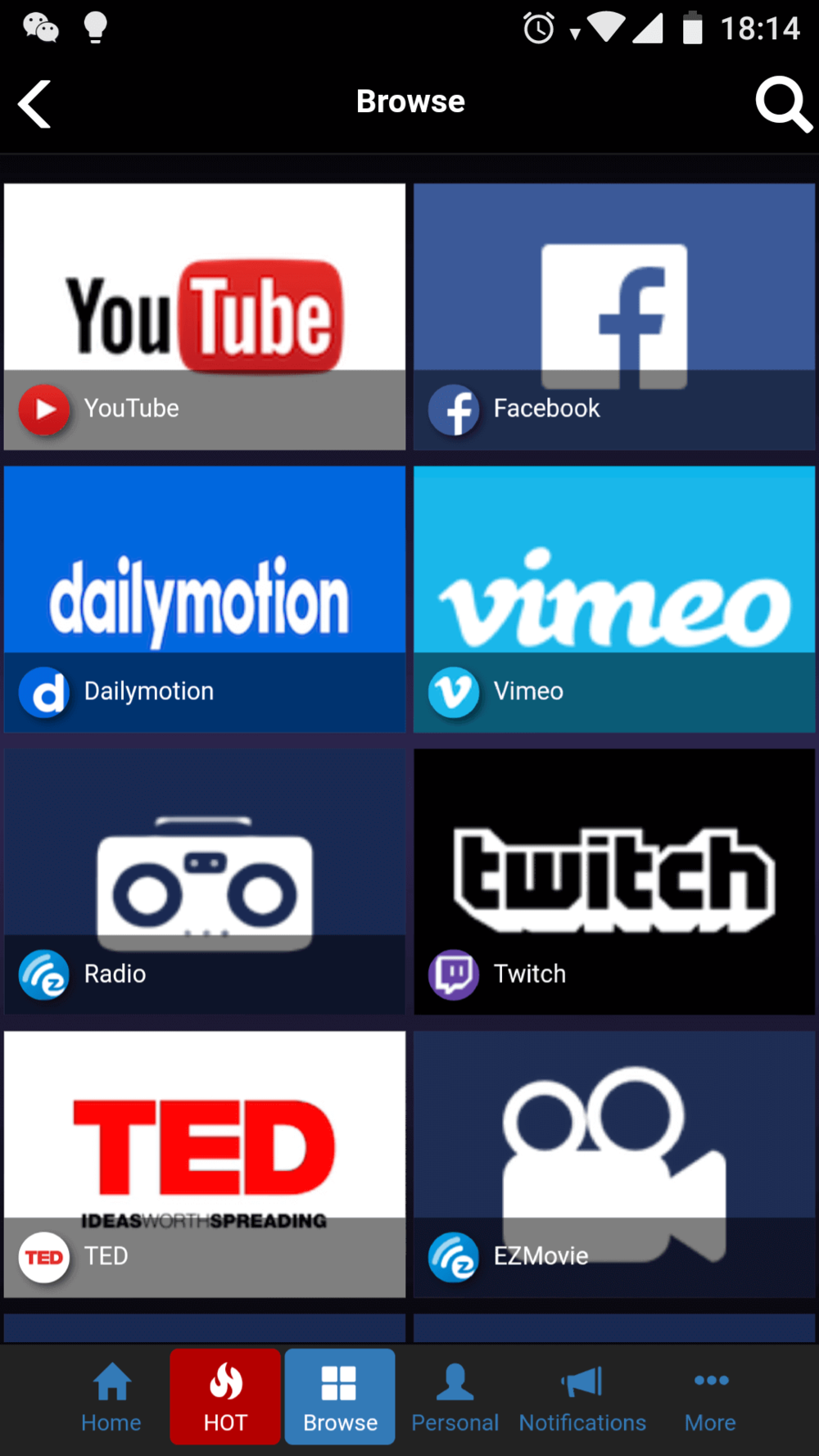 Watch videos from different platforms all in one place.