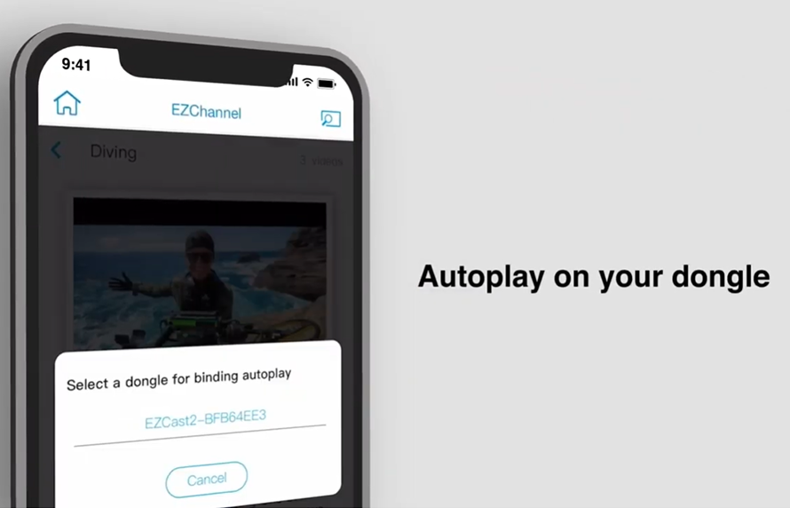 Select an EZCast dongle to bind autoplay with.