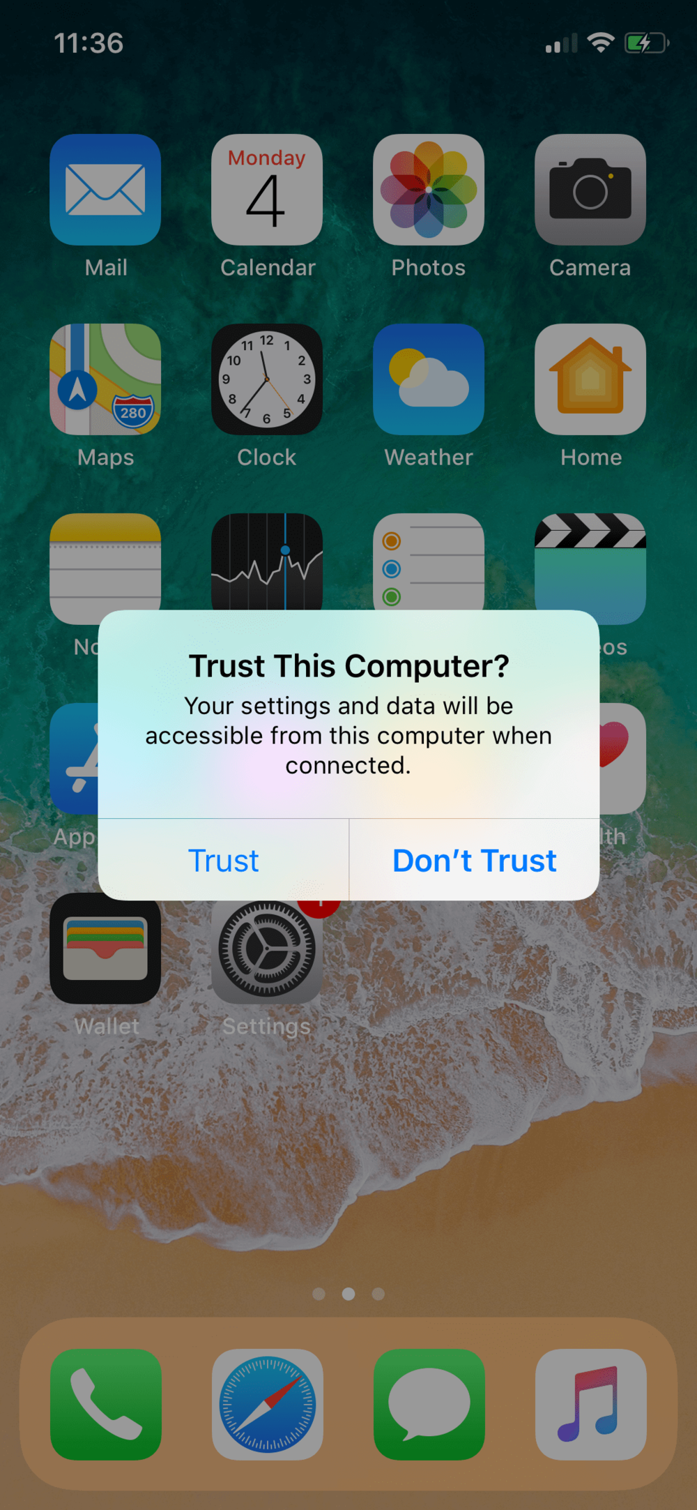 Select “Trust” to begin the screen mirroring process.