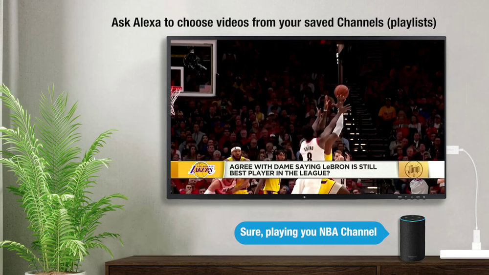Play NBA videos on your TV by voice command.