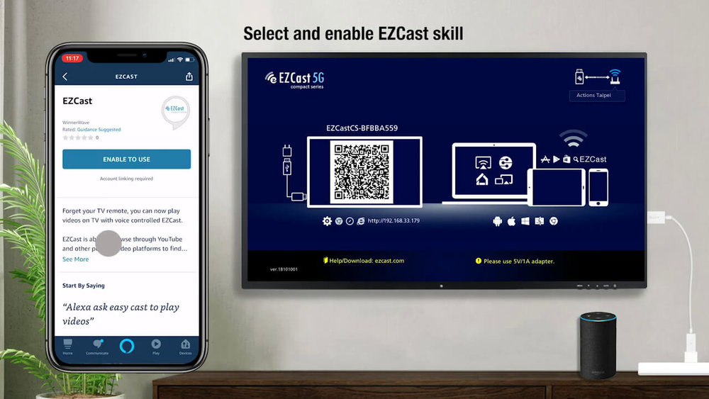 Find and enable the EZCast skill in Alexa.